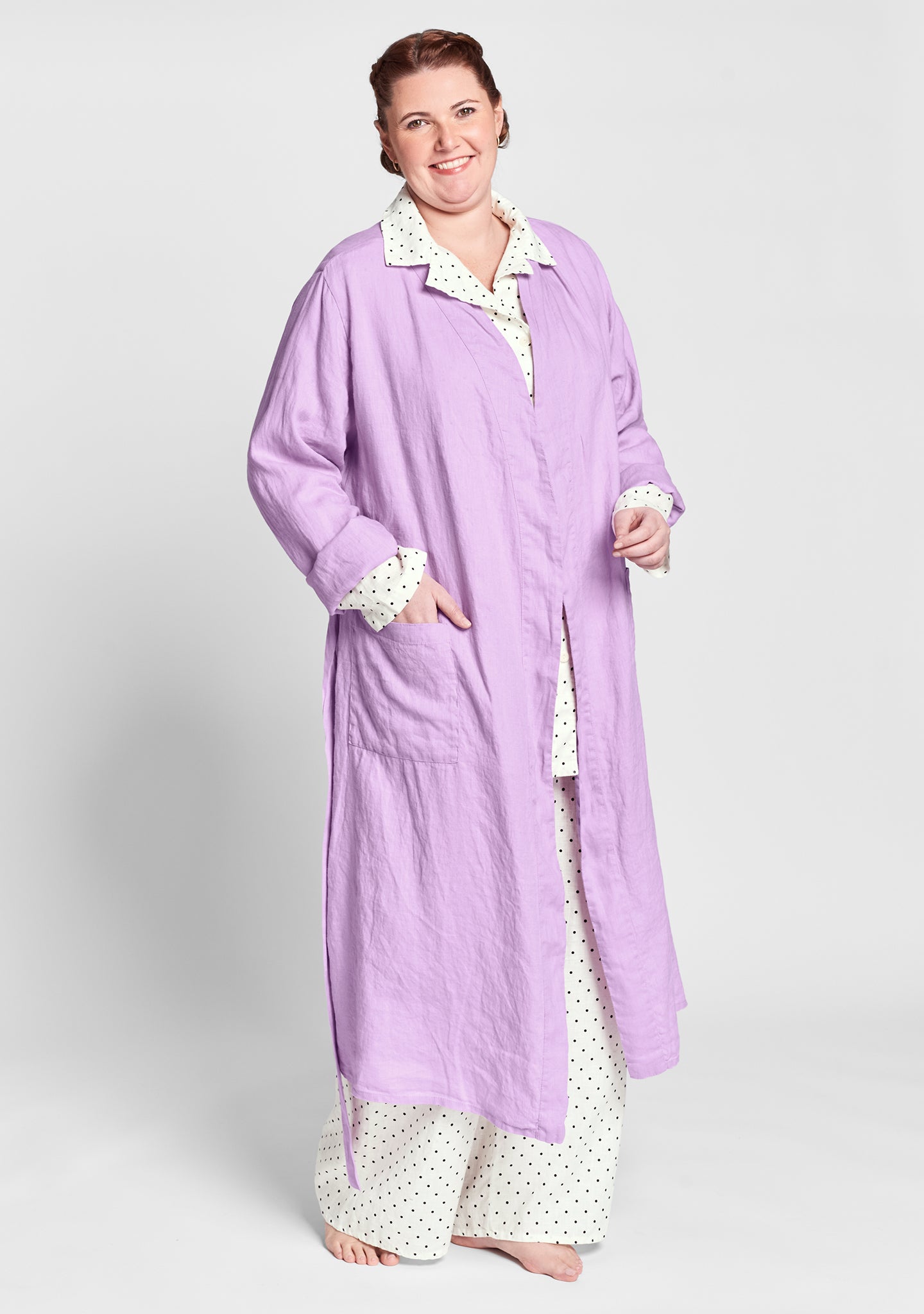 wrapper linen robe purple