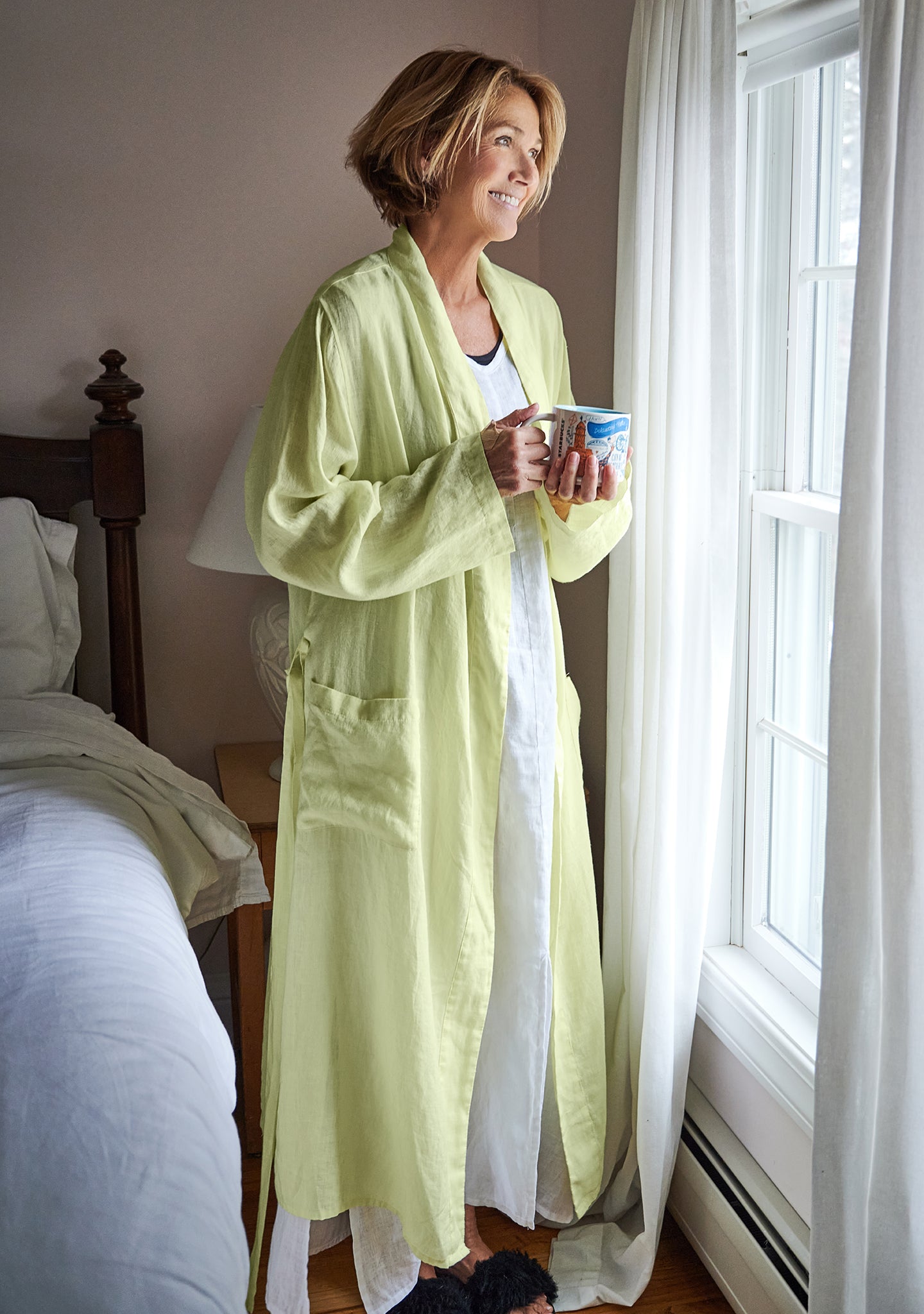 wrapper linen robe yellow