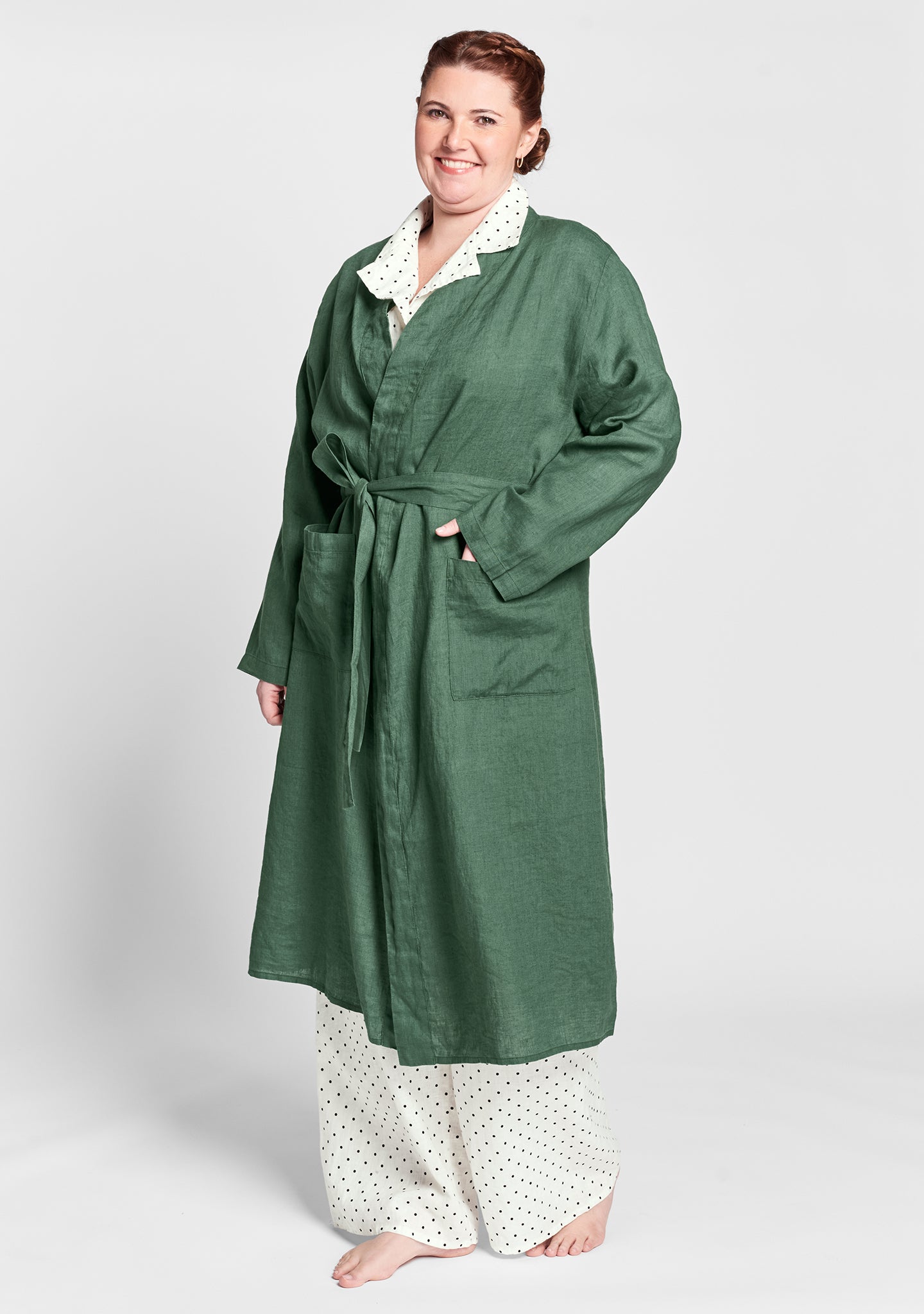 wrapper linen robe green