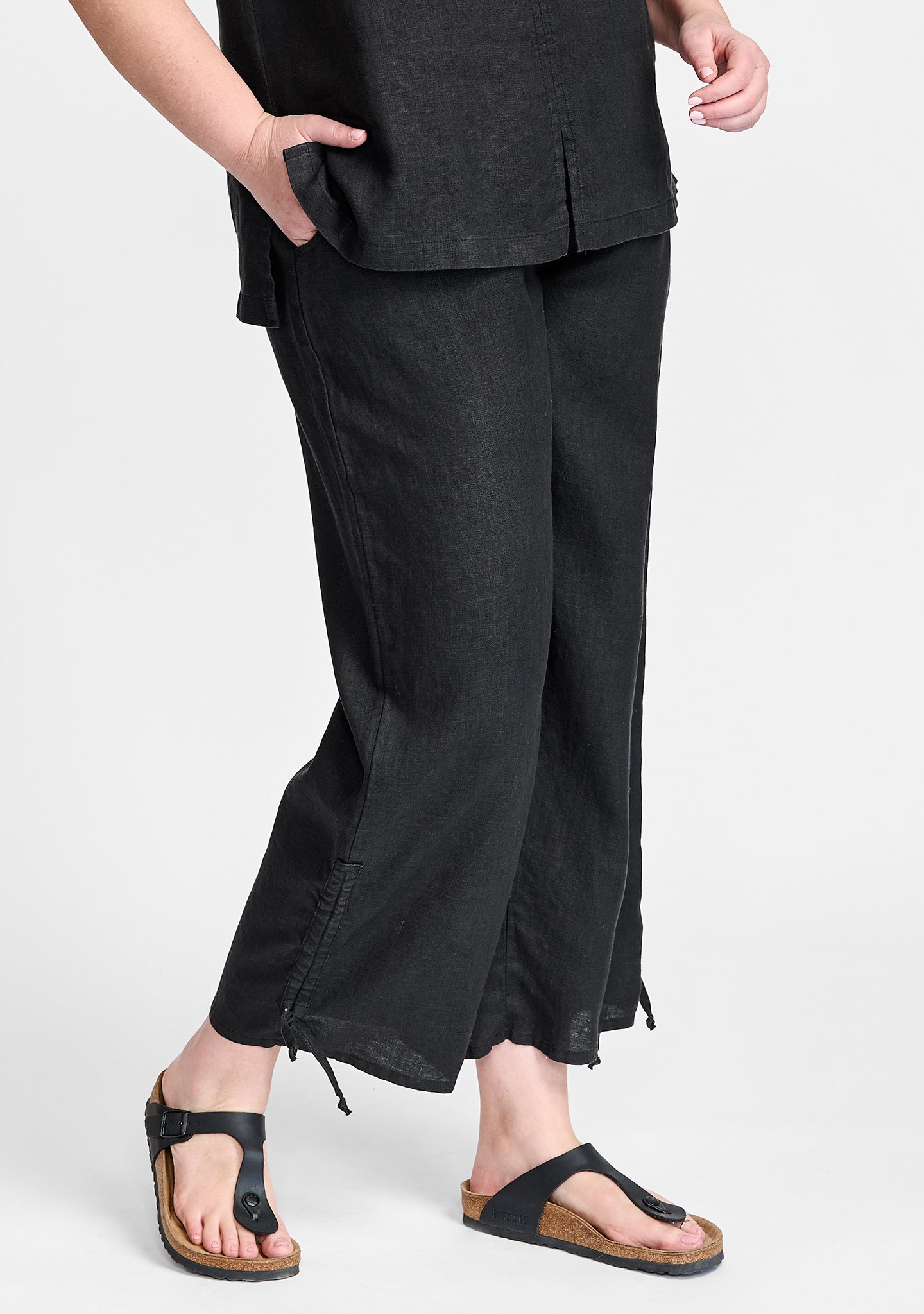 zen pant linen pants with elastic waist black