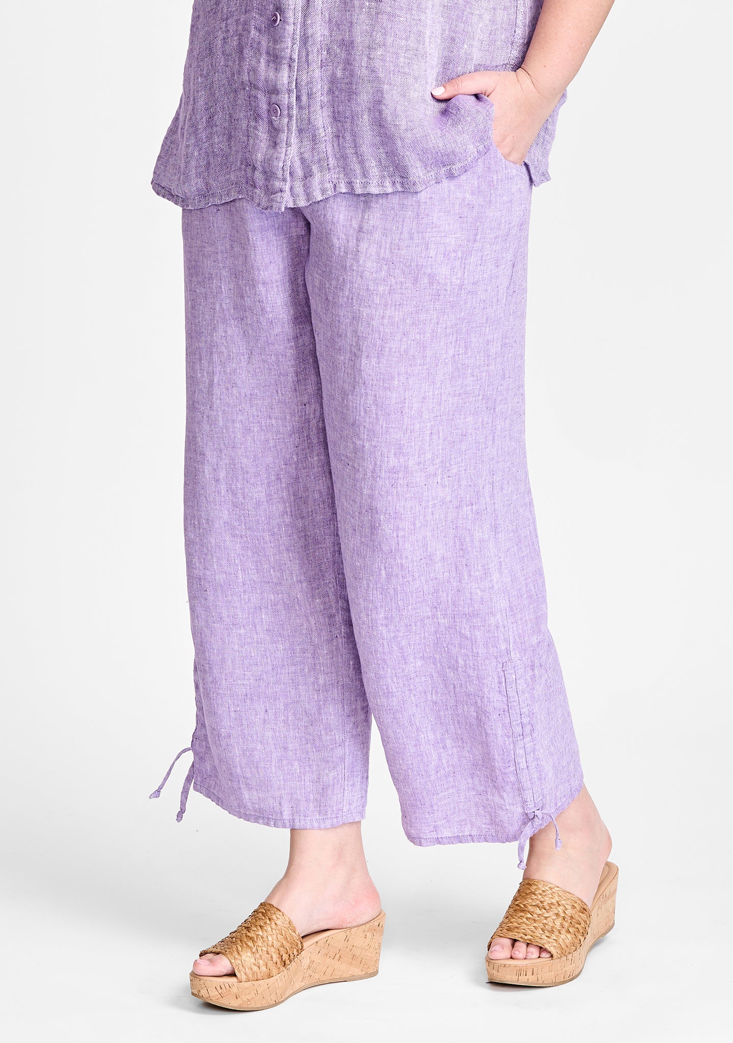 zen pant linen pants with elastic waist purple