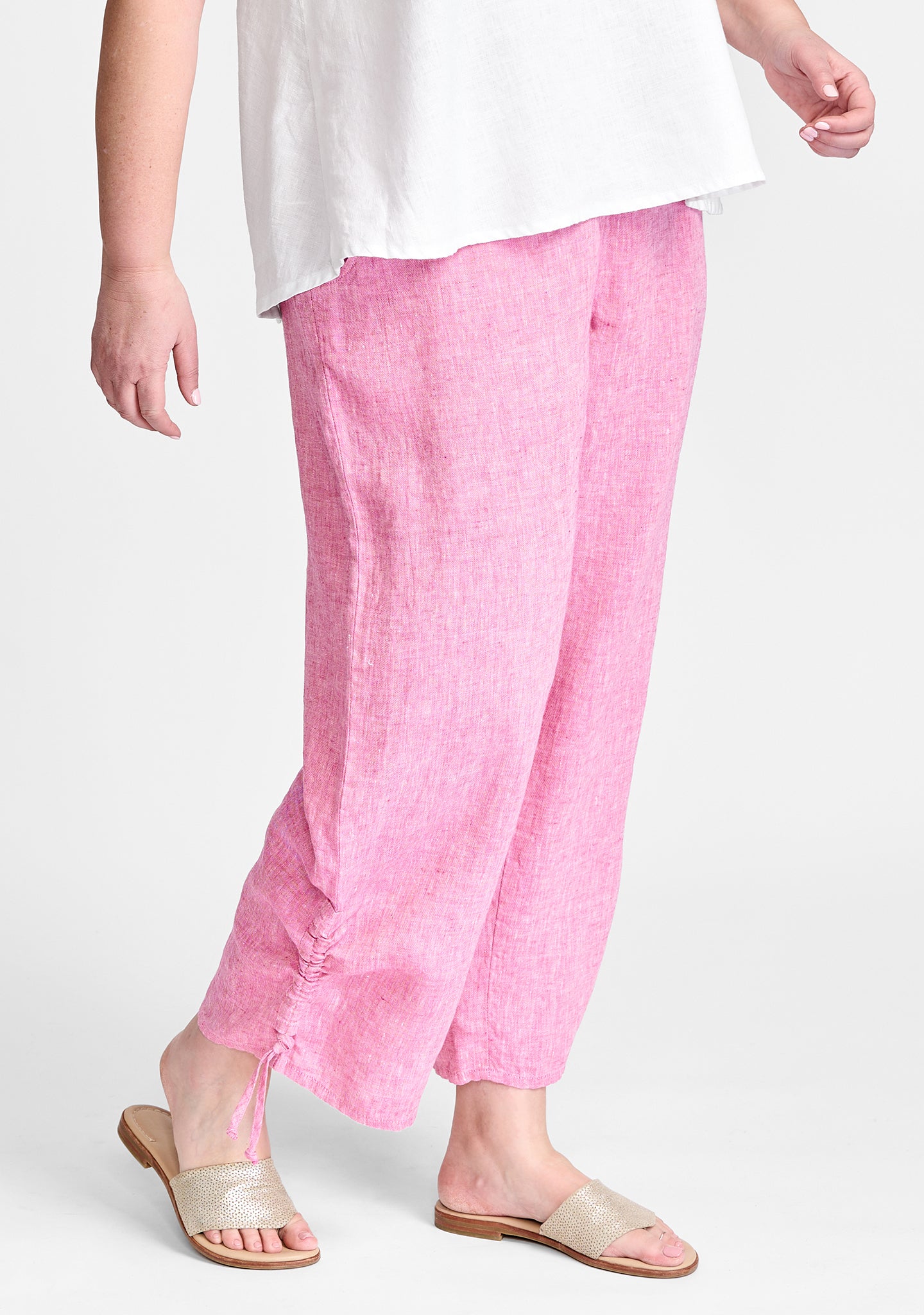 zen pant linen pants with elastic waist pink
