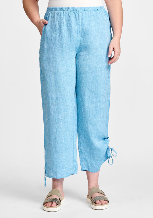 zen pant linen pants with elastic waist blue